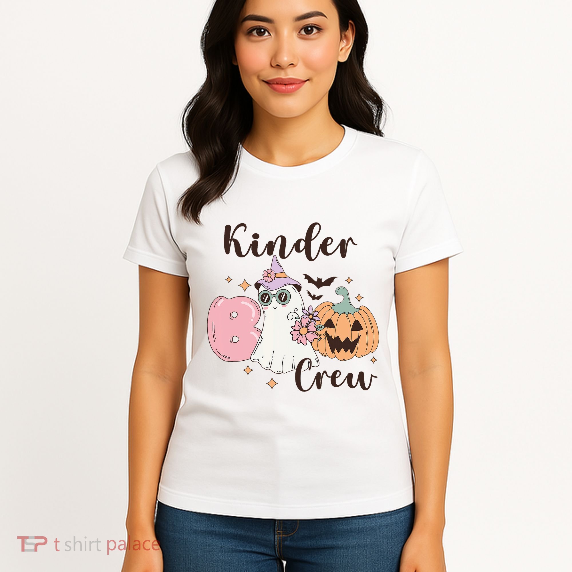 Kinder Boo Crew Kindergarten Boo Crew Kindergarten Halloween Women's T-Shirt