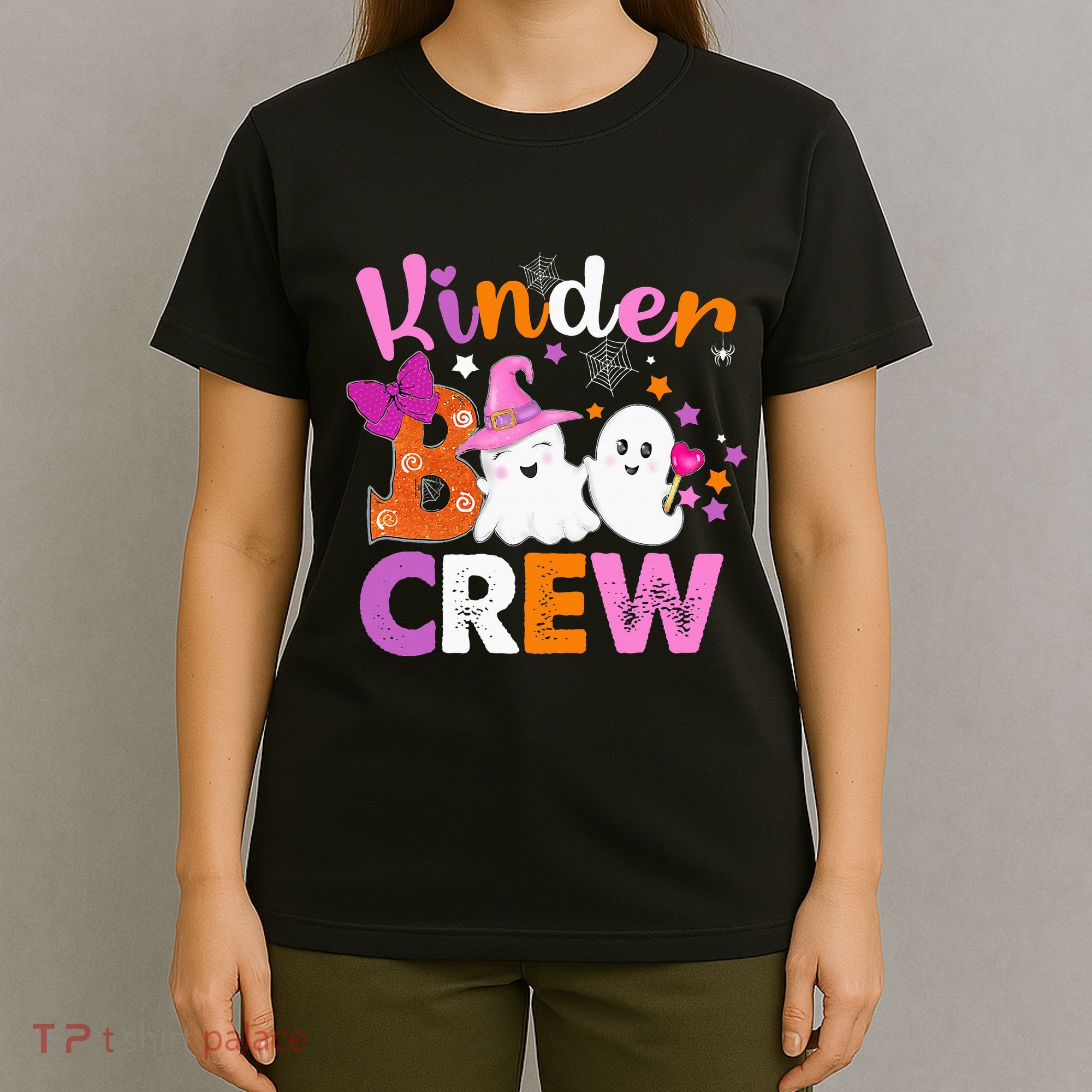 Kinder Boo Crew Kindergarten Teacher Halloween Matching T-Shirt