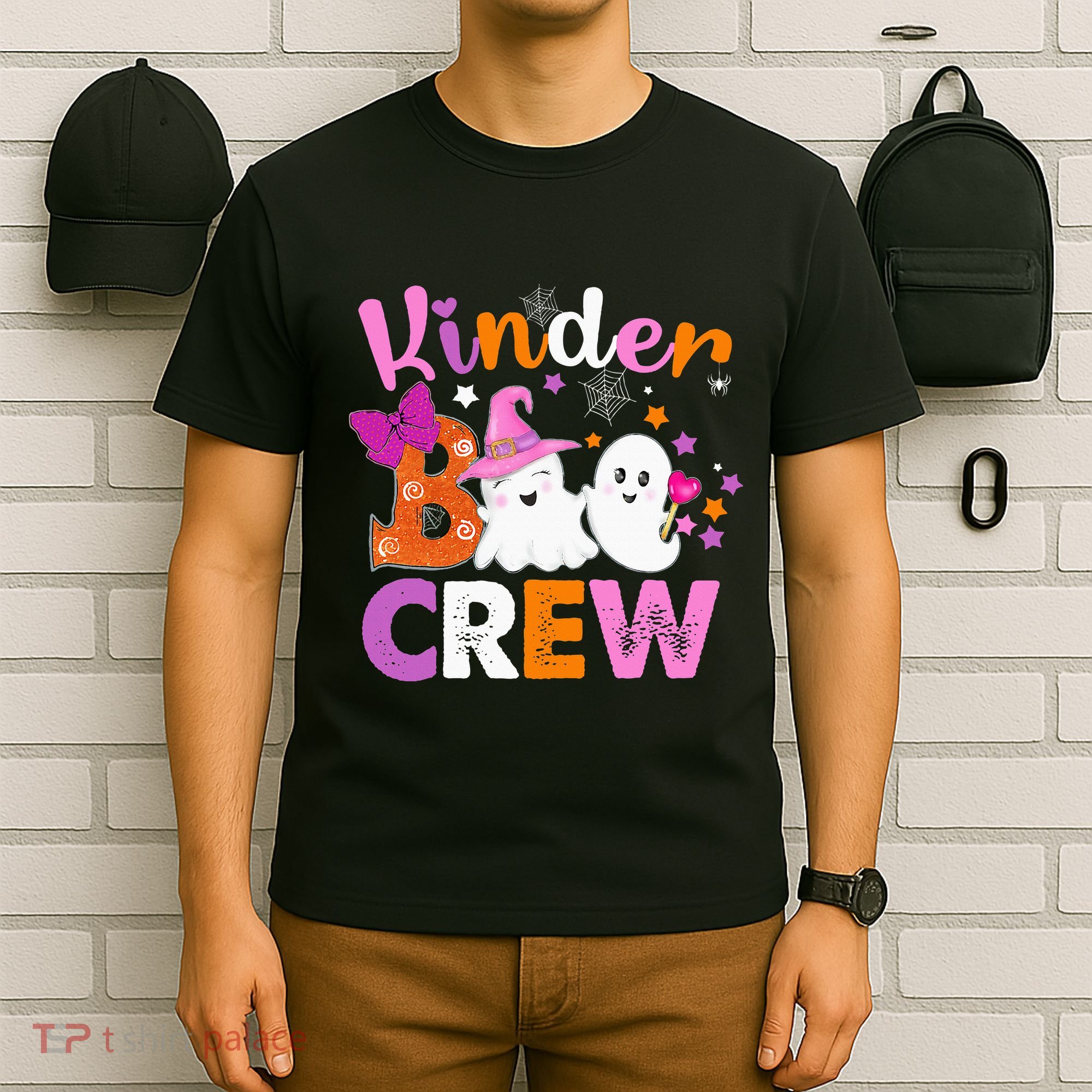 Kinder Boo Crew Kindergarten Teacher Halloween Matching T-Shirt