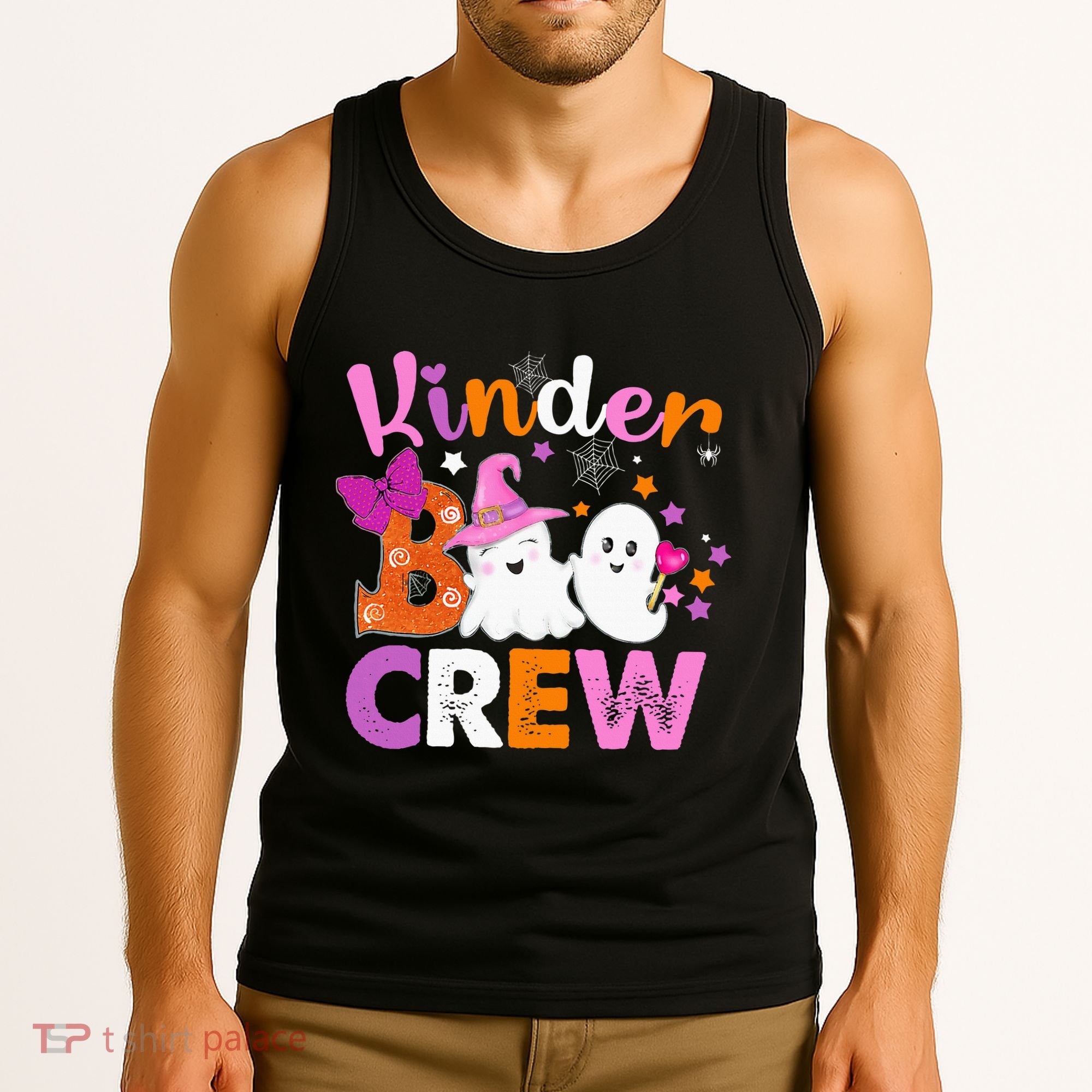 Kinder Boo Crew Kindergarten Teacher Halloween Matching Tank Top