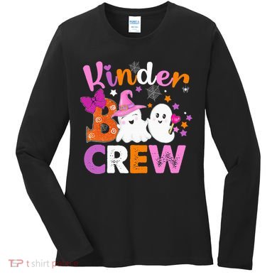 Kinder Boo Crew Kindergarten Teacher Halloween Matching Women's Long Sleeve Shirt