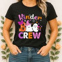 Kinder Boo Crew Kindergarten Teacher Halloween Matching Women's T-Shirt thumb 2