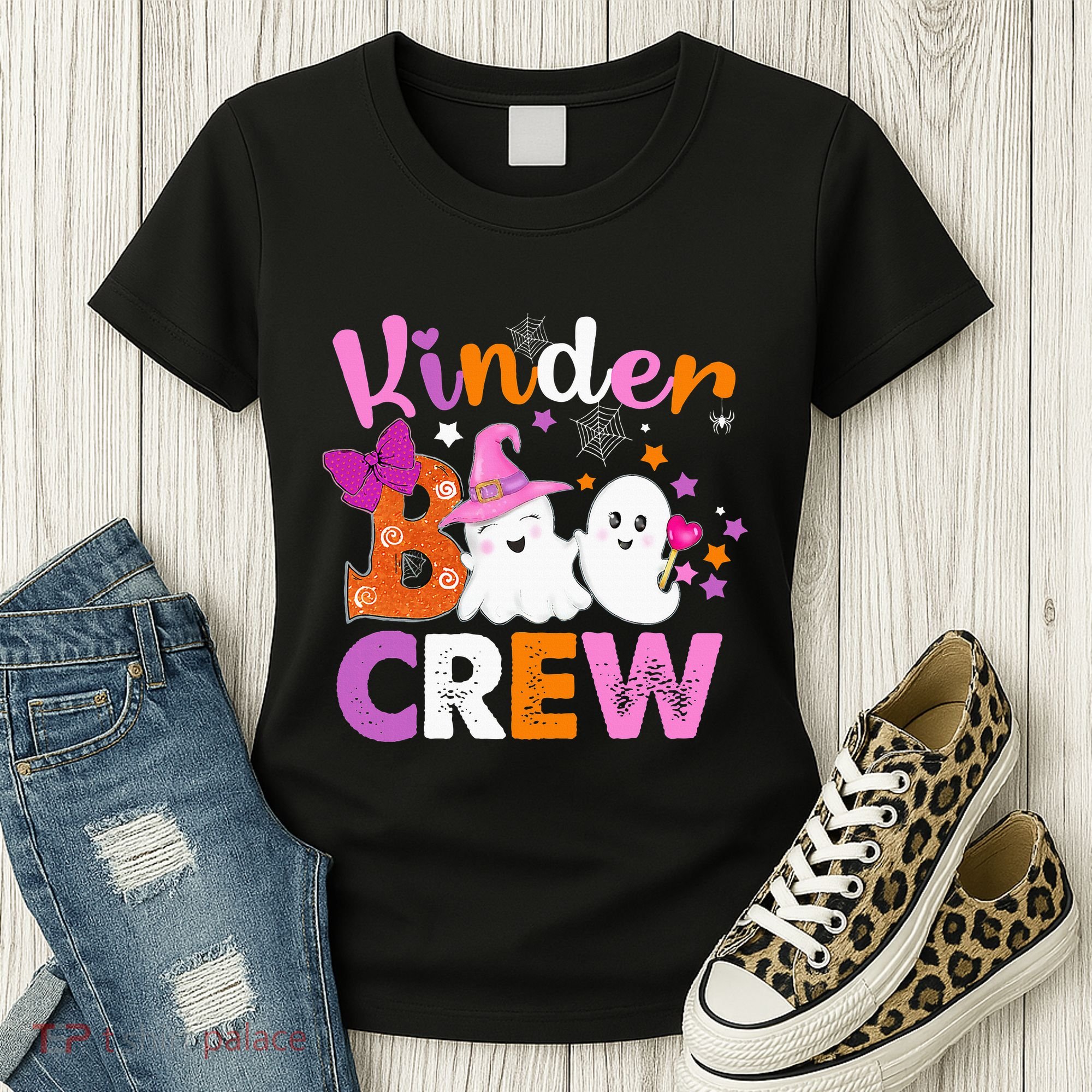 Kinder Boo Crew Kindergarten Teacher Halloween Matching Women's T-Shirt