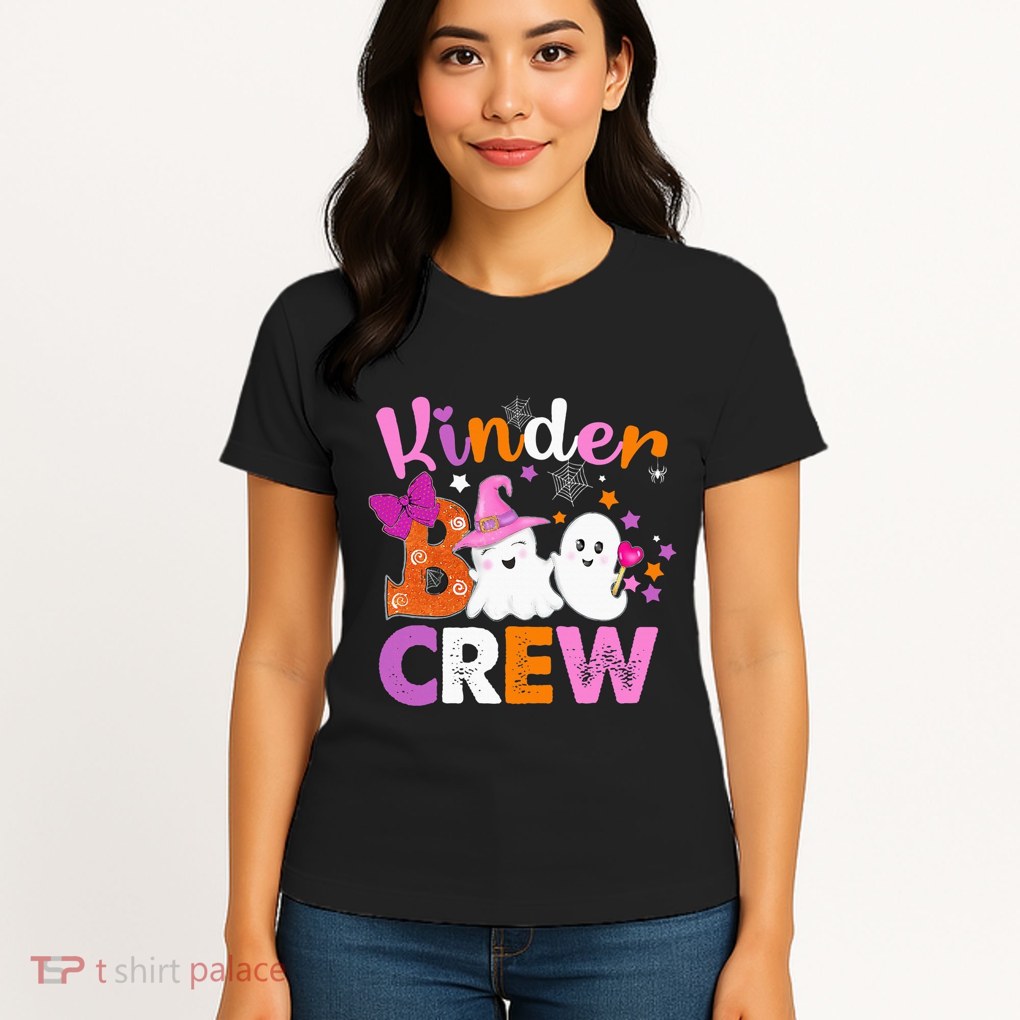 Kinder Boo Crew Kindergarten Teacher Halloween Matching Women's T-Shirt