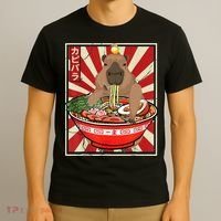 Kawaii bird Capybara Eating Ra Noodles Anime Japanese T-Shirt thumb 3