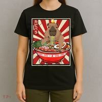 Kawaii bird Capybara Eating Ra Noodles Anime Japanese T-Shirt thumb 4