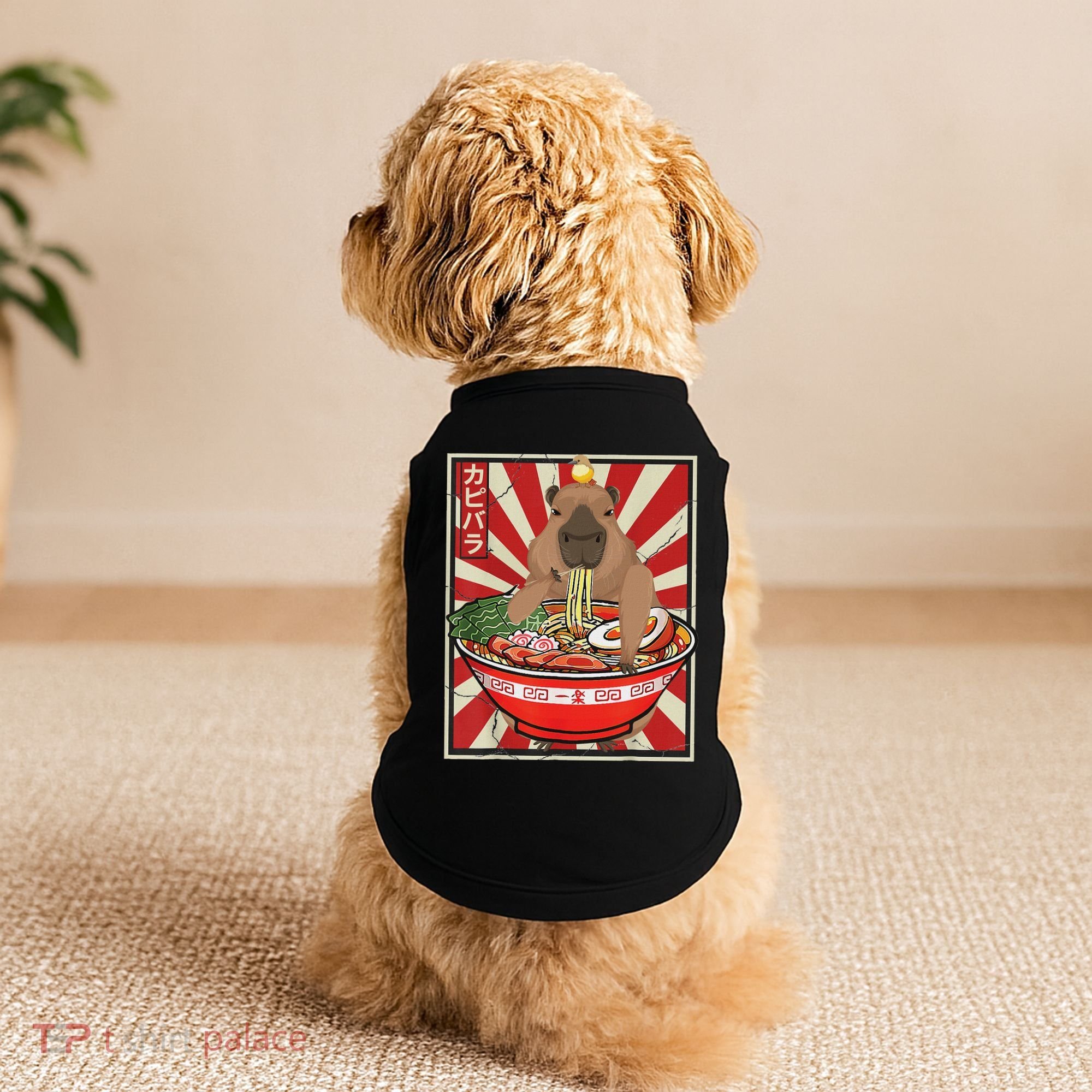Kawaii Bird Capybara Eating Ramen Noodles Anime Japanese Doggie Tank