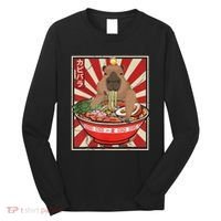 Kawaii Bird Capybara Eating Ramen Noodles Anime Japanese Long Sleeve Shirt thumb 0