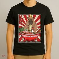 Kawaii Bird Capybara Eating Ramen Noodles Anime Japanese T-Shirt thumb 3