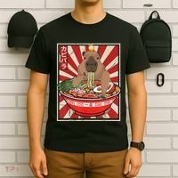 Kawaii Bird Capybara Eating Ramen Noodles Anime Japanese T-Shirt thumb 6