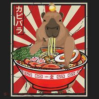 Kawaii Bird Capybara Eating Ramen Noodles Anime Japanese Beanie thumb 2