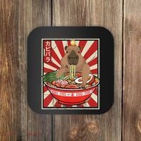Kawaii Bird Capybara Eating Ramen Noodles Anime Japanese Coaster thumb 0
