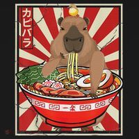 Kawaii Bird Capybara Eating Ramen Noodles Anime Japanese Women's Hoodie thumb 2