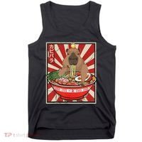 Kawaii Bird Capybara Eating Ramen Noodles Anime Japanese Tank Top thumb 0