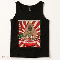 Kawaii Bird Capybara Eating Ramen Noodles Anime Japanese Tank Top thumb 2