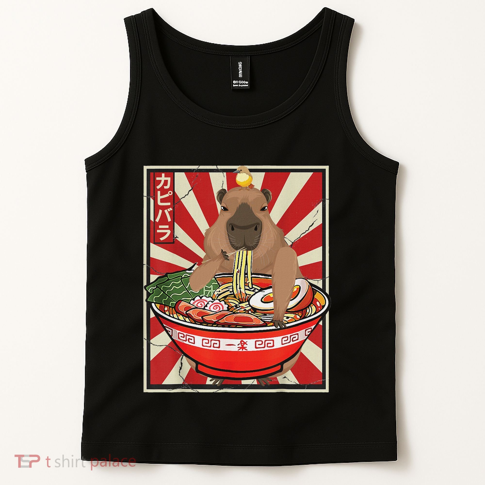 Kawaii Bird Capybara Eating Ramen Noodles Anime Japanese Tank Top