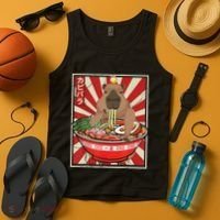 Kawaii Bird Capybara Eating Ramen Noodles Anime Japanese Tank Top thumb 4