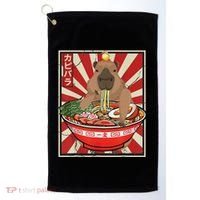 Kawaii Bird Capybara Eating Ramen Noodles Anime Japanese Golf Towel thumb 0