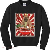 Kawaii Bird Capybara Eating Ramen Noodles Anime Japanese Kids Sweatshirt thumb 0