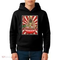 Kawaii Bird Capybara Eating Ramen Noodles Anime Japanese Kids Hoodie thumb 4