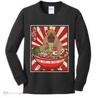 Kawaii Bird Capybara Eating Ramen Noodles Anime Japanese Kids Long Sleeve Shirt thumb 0