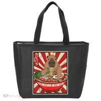 Kawaii Bird Capybara Eating Ramen Noodles Anime Japanese Tote Bag thumb 0