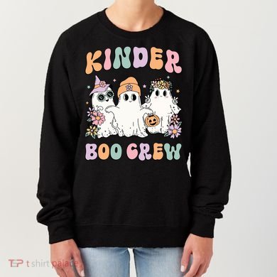 Kinder Boo Crew Halloween Floral Ghost Kindergarten Teacher Great Gift Women's Sweatshirt