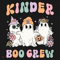 Kinder Boo Crew Halloween Floral Ghost Kindergarten Teacher Great Gift Bucket Hat thumb 4