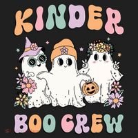 Kinder Boo Crew Halloween Floral Ghost Kindergarten Teacher Great Gift Beanie thumb 2