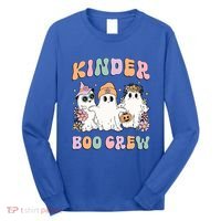 Kinder Boo Crew Halloween Floral Ghost Kindergarten Teacher Great Gift Long Sleeve Shirt thumb 0