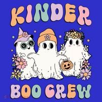 Kinder Boo Crew Halloween Floral Ghost Kindergarten Teacher Great Gift Long Sleeve Shirt thumb 2