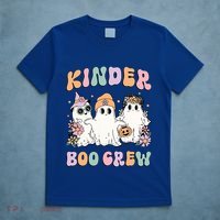 Kinder Boo Crew Halloween Floral Ghost Kindergarten Teacher Great Gift T-Shirt thumb 5