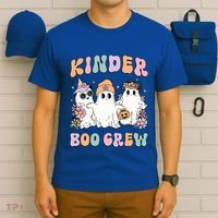 Kinder Boo Crew Halloween Floral Ghost Kindergarten Teacher Great Gift T-Shirt thumb 6