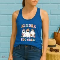 Kinder Boo Crew Halloween Floral Ghost Kindergarten Teacher Great Gift Women's Tank Top thumb 2