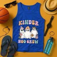 Kinder Boo Crew Halloween Floral Ghost Kindergarten Teacher Great Gift Tank Top thumb 4