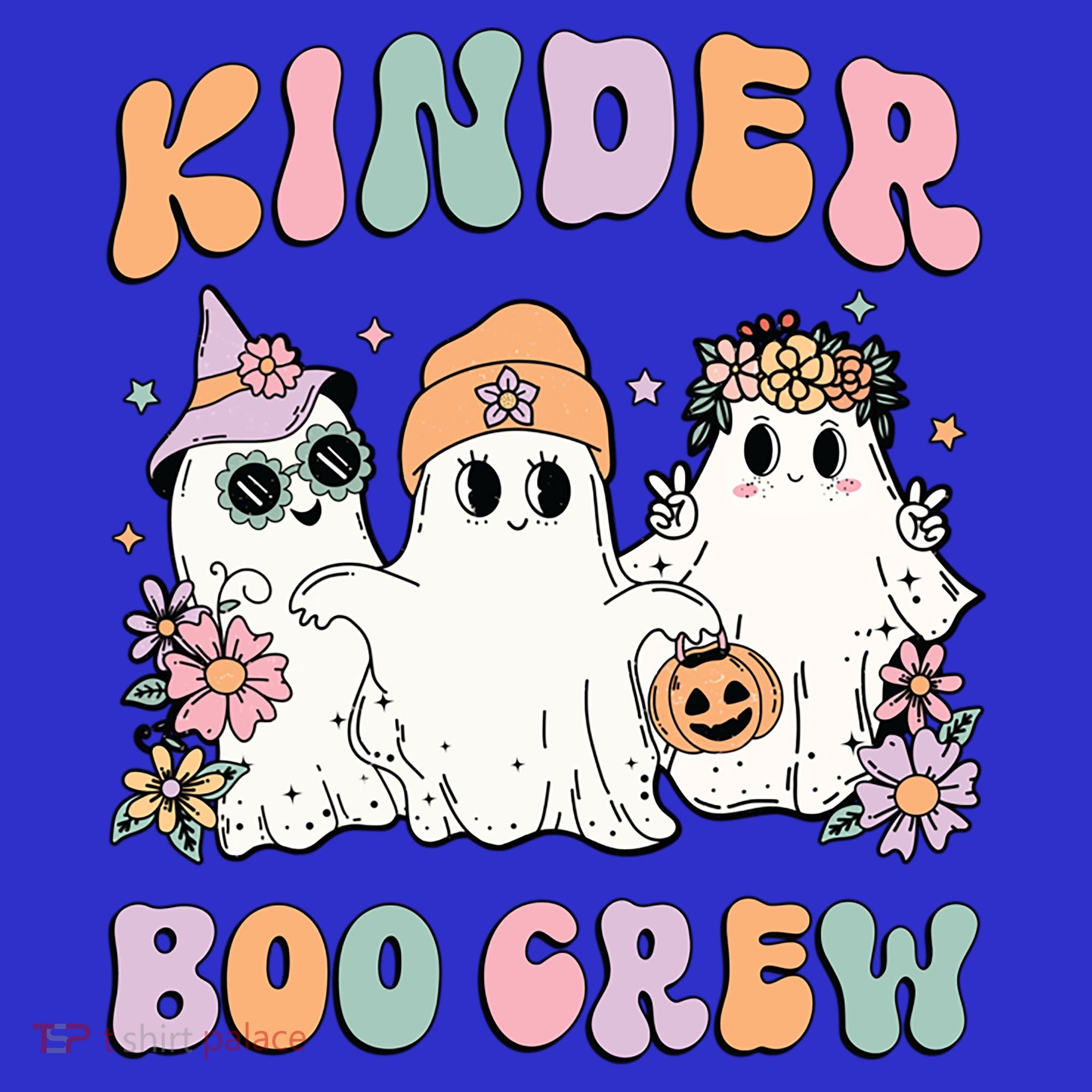 Kinder Boo Crew Halloween Floral Ghost Kindergarten Teacher Great Gift Tank Top