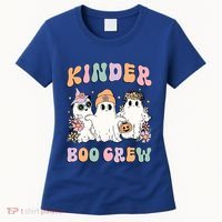 Kinder Boo Crew Halloween Floral Ghost Kindergarten Teacher Great Gift Women's T-Shirt thumb 0