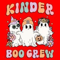 Kinder Boo Crew Halloween Floral Ghost Kindergarten Teacher Great Gift Santa Hat thumb 1