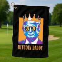 Kawaii Bitcoin Daddy Trump Crypto King Bitcoin Chill Bullrun Golf Towel thumb 1