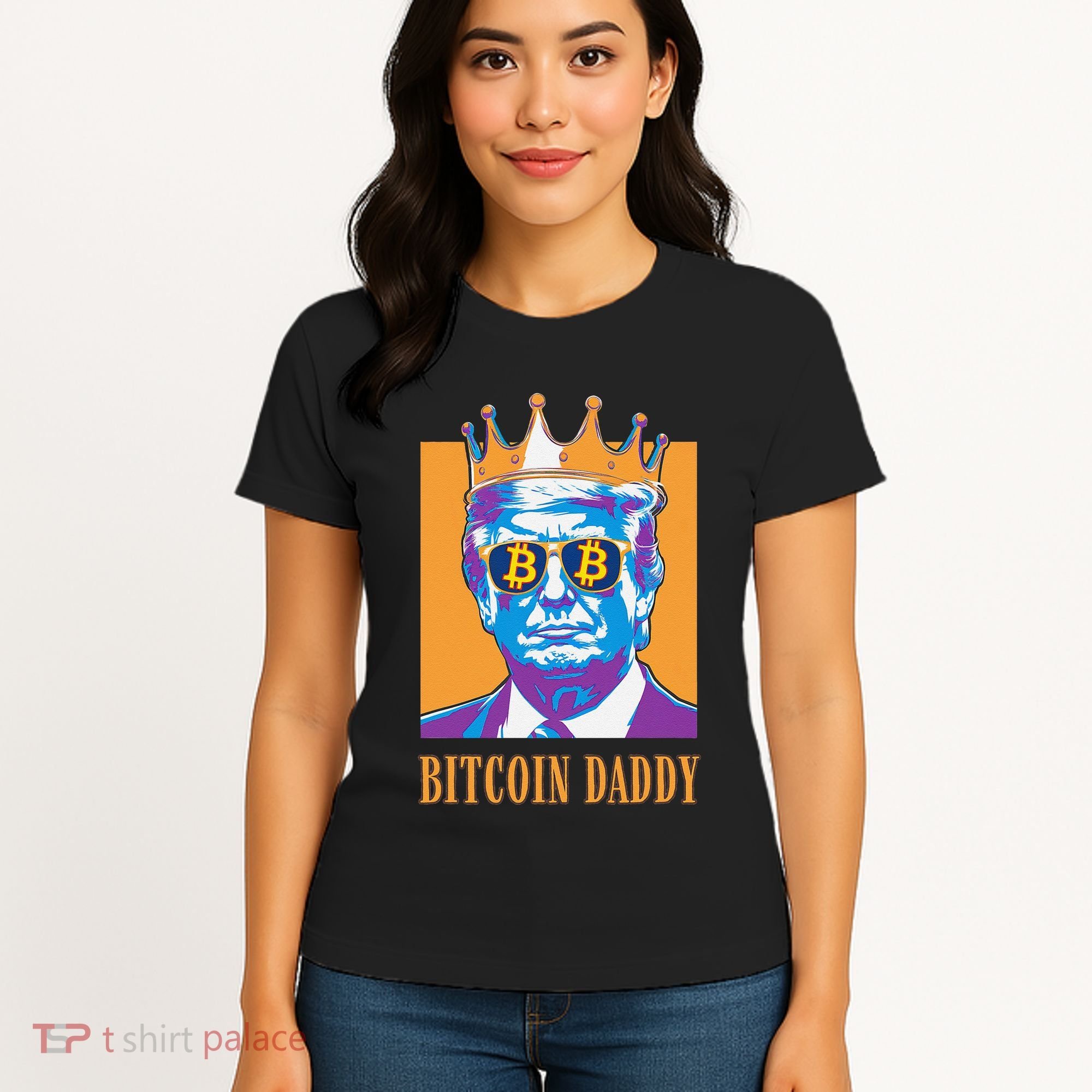 Kawaii Bitcoin Daddy Trump Crypto King Bitcoin Chill Bullrun Women's T-Shirt