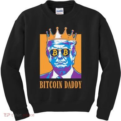 Kawaii Bitcoin Daddy Trump Crypto King Bitcoin Chill Bullrun Kids Sweatshirt