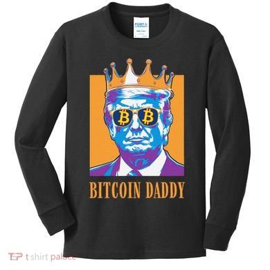 Kawaii Bitcoin Daddy Trump Crypto King Bitcoin Chill Bullrun Kids Long Sleeve Shirt