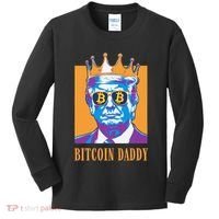 Kawaii Bitcoin Daddy Trump Crypto King Bitcoin Chill Bullrun Kids Long Sleeve Shirt thumb 0