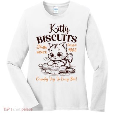 Kitty Biscuits Fluffy Purrfect Since 1963 Women's Long Sleeve Shirt
