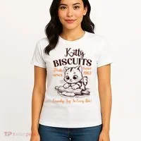 Kitty Biscuits Fluffy Purrfect Since 1963 Women's T-Shirt thumb 4