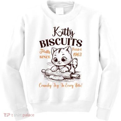 Kitty Biscuits Fluffy Purrfect Since 1963 Kids Sweatshirt