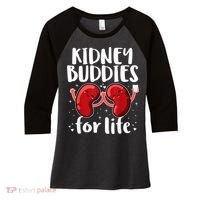 Kidney Buddies For Life Donor Recipient Women's Tri-Blend 3/4-Sleeve Raglan Shirt thumb 0