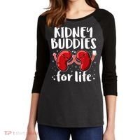 Kidney Buddies For Life Donor Recipient Women's Tri-Blend 3/4-Sleeve Raglan Shirt thumb 2