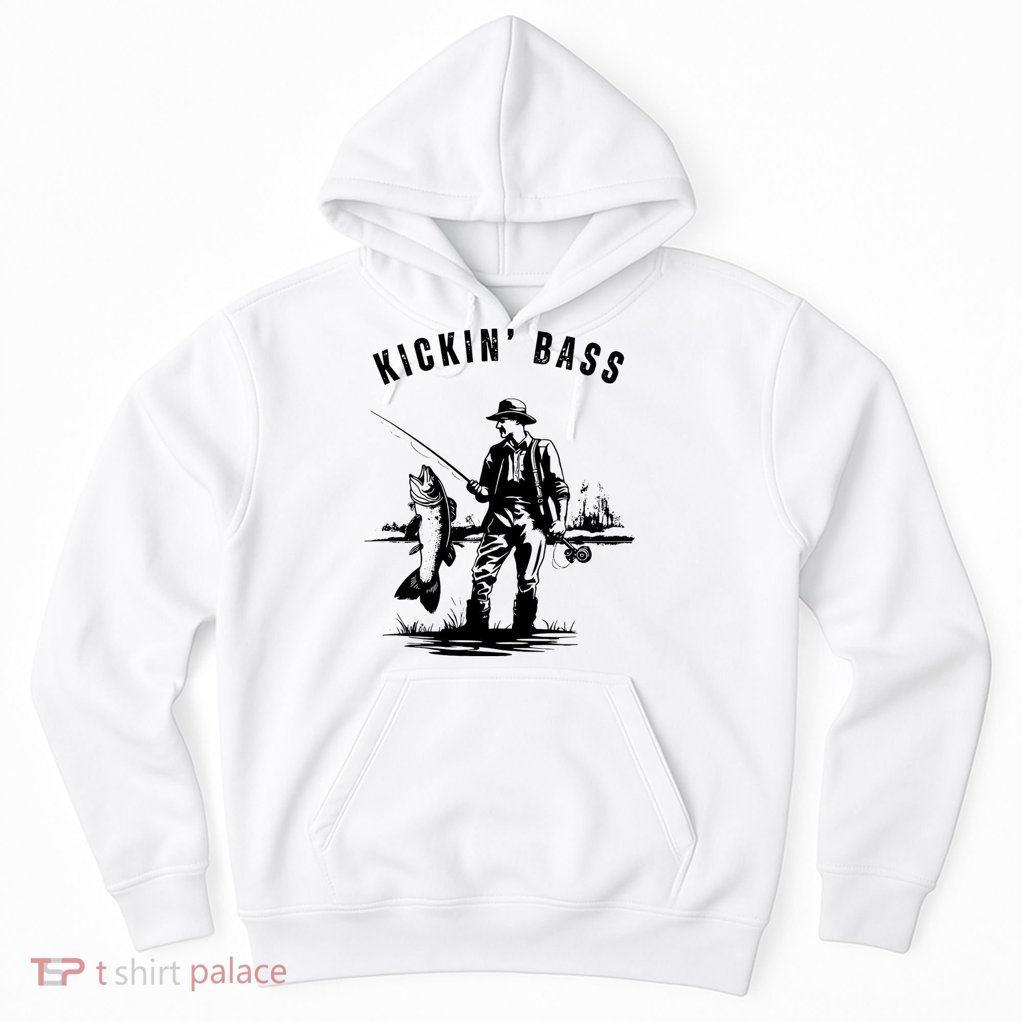 Kickin Bass Fisherman Fishing Fish Funny Outdoors Lake Hoodie