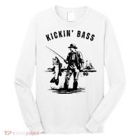 Kickin Bass Fisherman Fishing Fish Funny Outdoors Lake Long Sleeve Shirt thumb 0